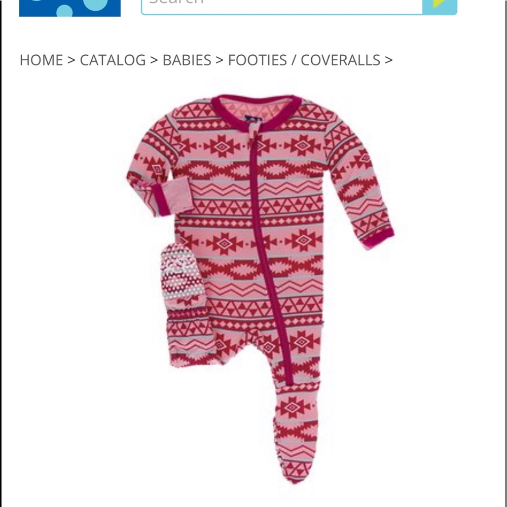 Kickee Pants Pink Mayan print 0-3 months old.